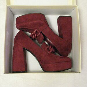 Nordstrom Open Edit 'Lainey' Platform Loafer Pump Shoes Sz 7.5 M Red Cranberry